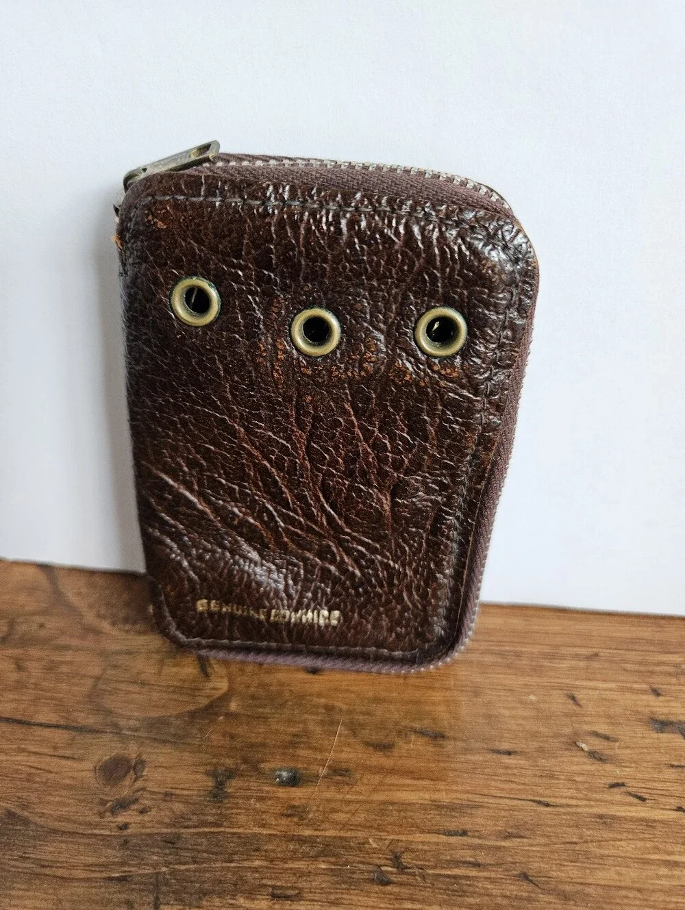 Vintage Leather Key Case With Vintage Luggage Keys Genuine Cowhide Zip Case Keys